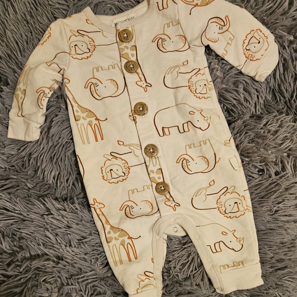 Rabbit + Bear Animal Print Bodysuit 100% Organic Cotton